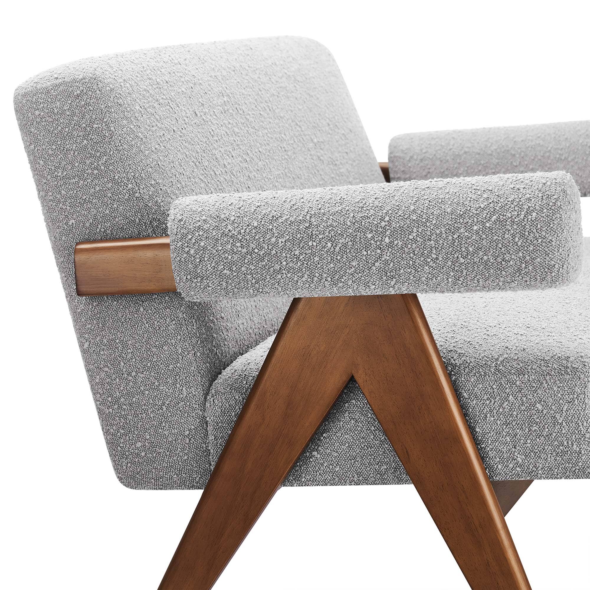 Alt View 5. Modway - Lyra Boucle Fabric Loveseat by Modway - Light Gray.