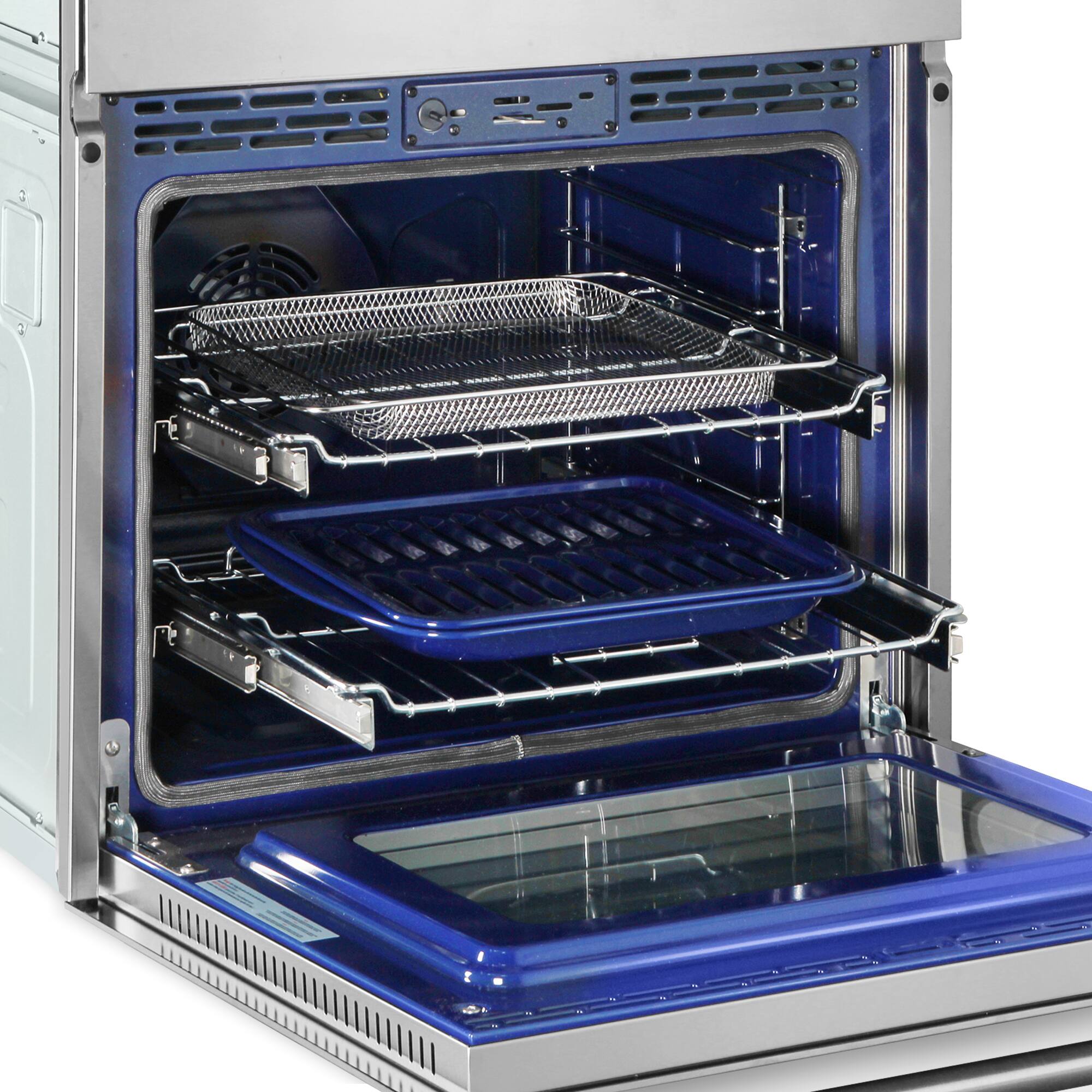 Alt View 2. COSMO - COS-WOMCR302SS 30 in. Regal Collection 4.8 / 1.6 cu. ft. Electric Microwave Wall Oven Combination, Air Fry, Convection - Stainless Steel.