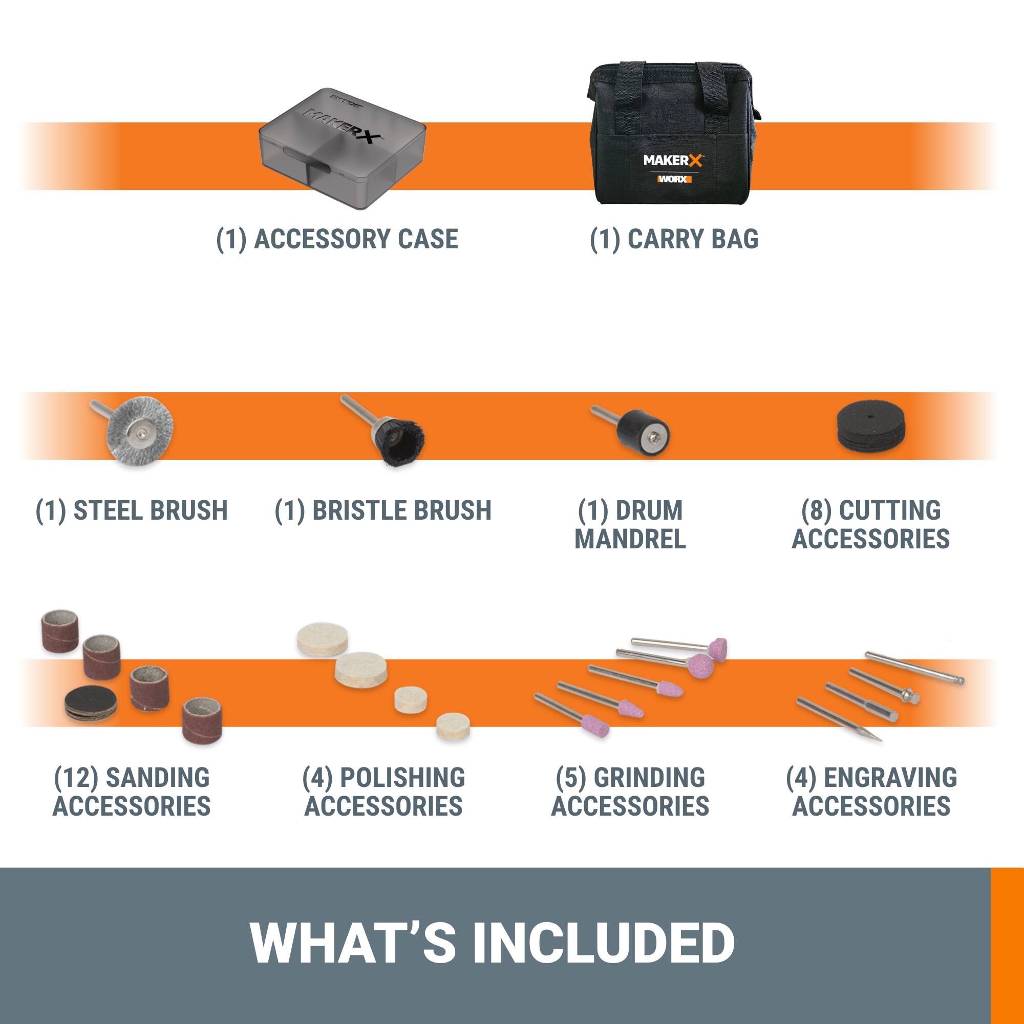 Worx WX993L MakerX Kit with Rotary Tool, Wood & Metal Crafter, and Air