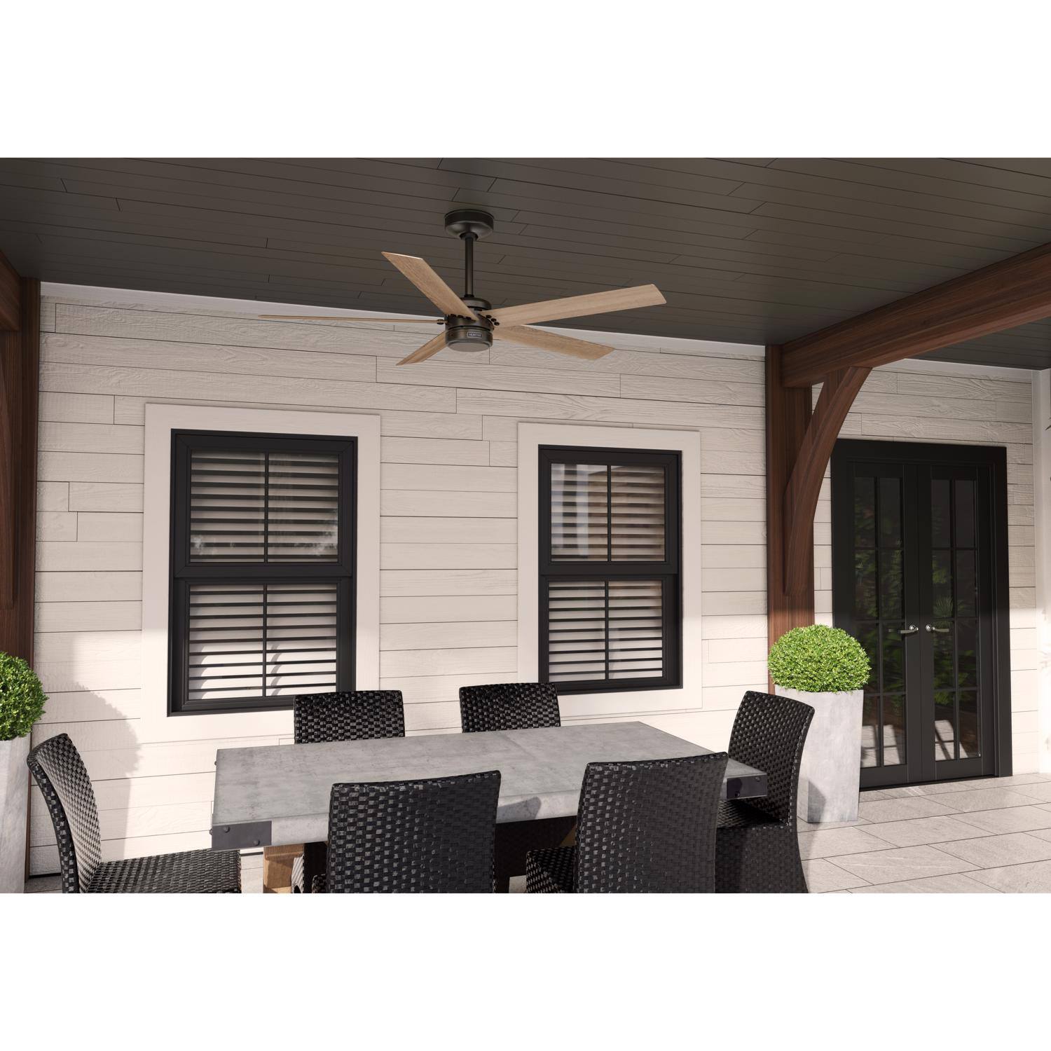 Angle. Hunter - Hunter Burton 52 in. Bronze Indoor and Outdoor Ceiling Fan.