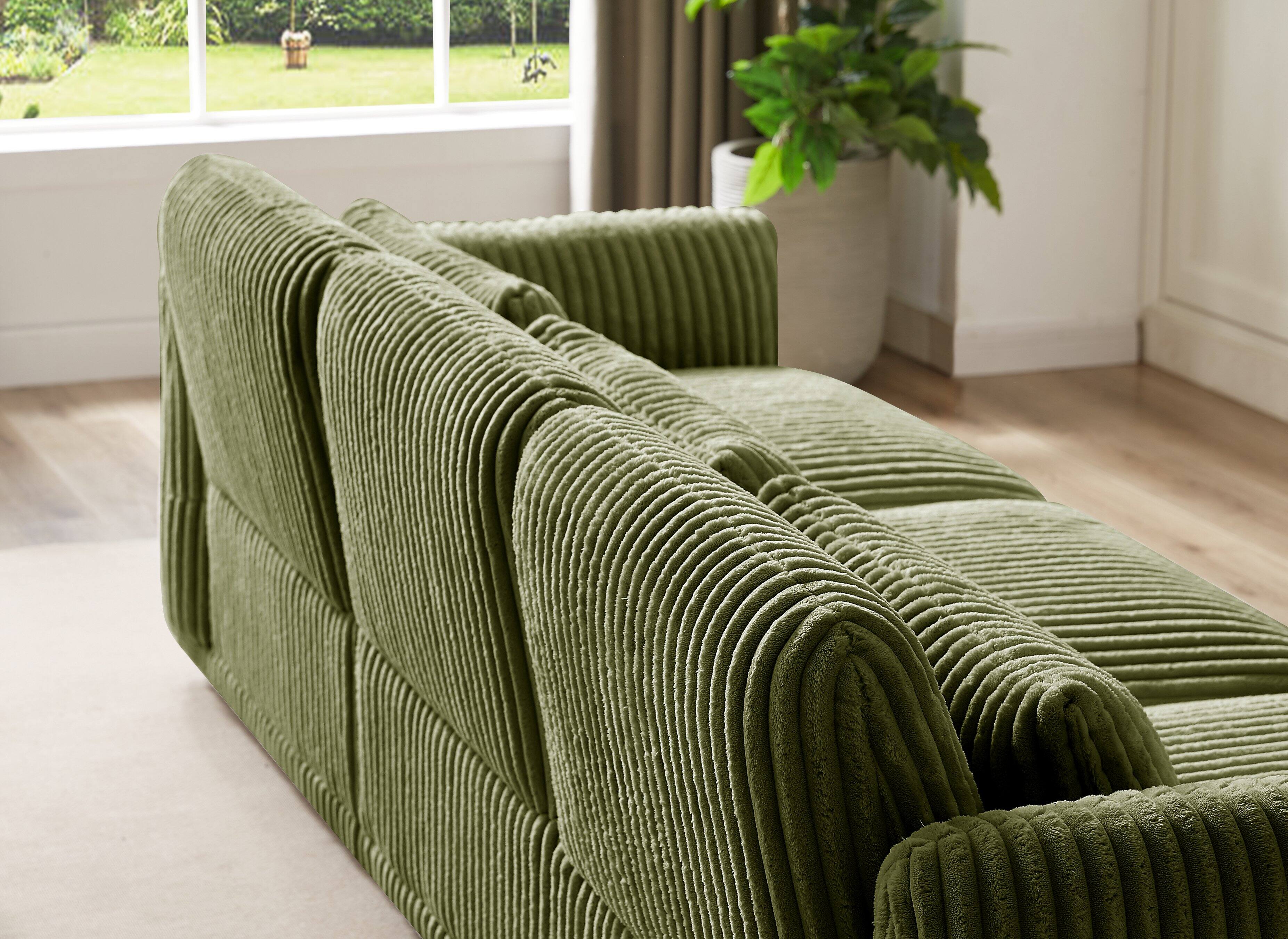 Back. Electra Tech Xpress - Sectional Sofa Couch,Convertible L Shaped Sectional for Living Room,Modular Couch with Removable Ottoman - Green.