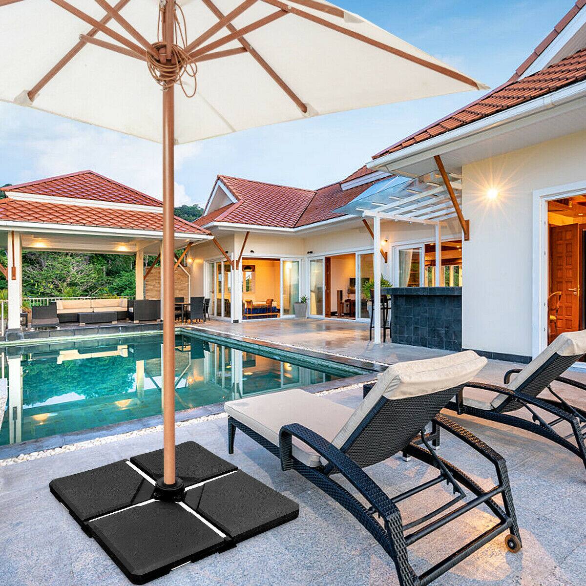 Alt View 2. Gymax - Gymax 4 Cantilever Offset Umbrella Base Weight Stand Water/Sand Filled - Black.