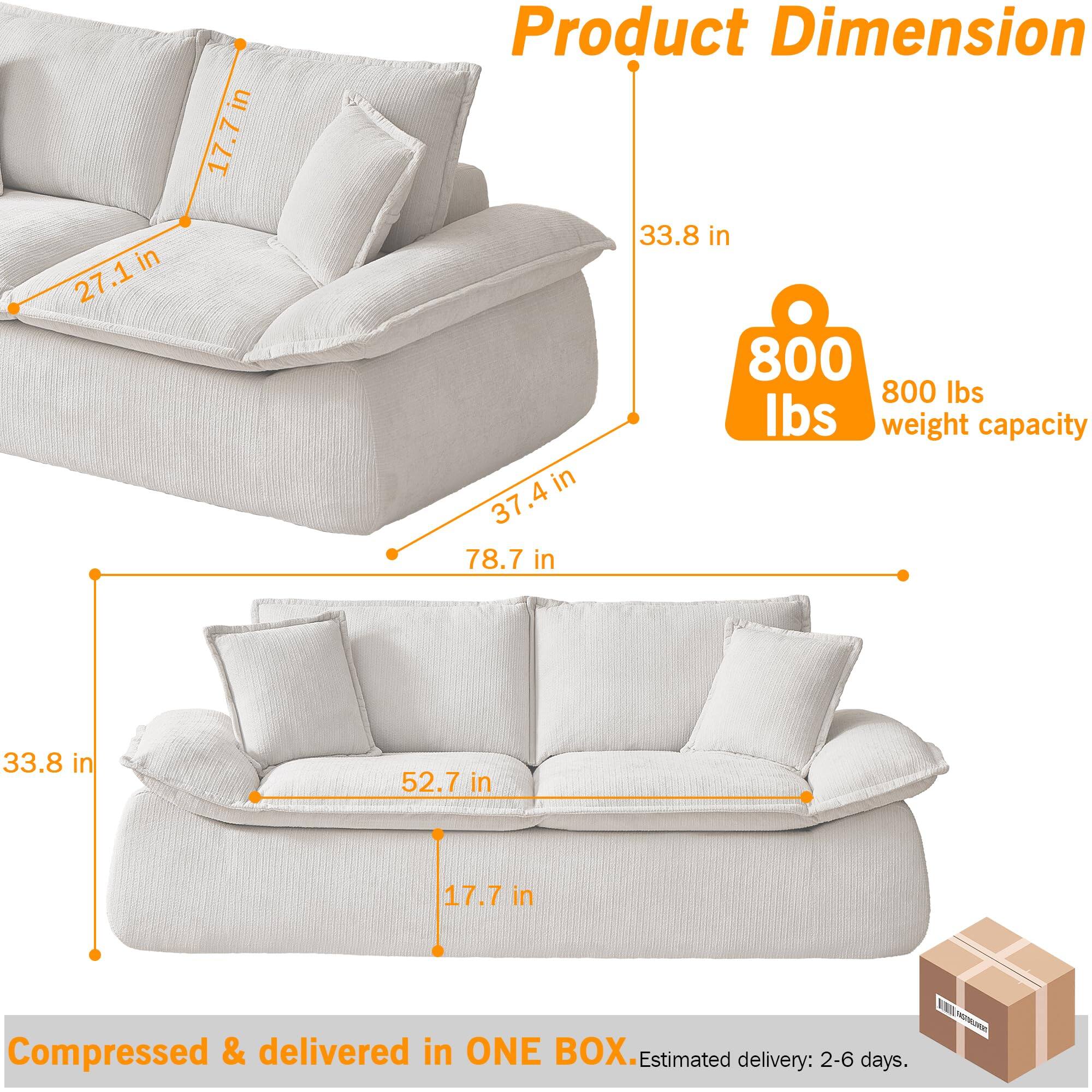 in 17.7 in in 27.1 in Product Dimension 33.8 in 800 lbs weight capacity in 37.4 in 78.7 in 33.8 in 52.7 in 17.7 in Compressed & delivered in ONE BOX. Estimated delivery: 2-6 days.