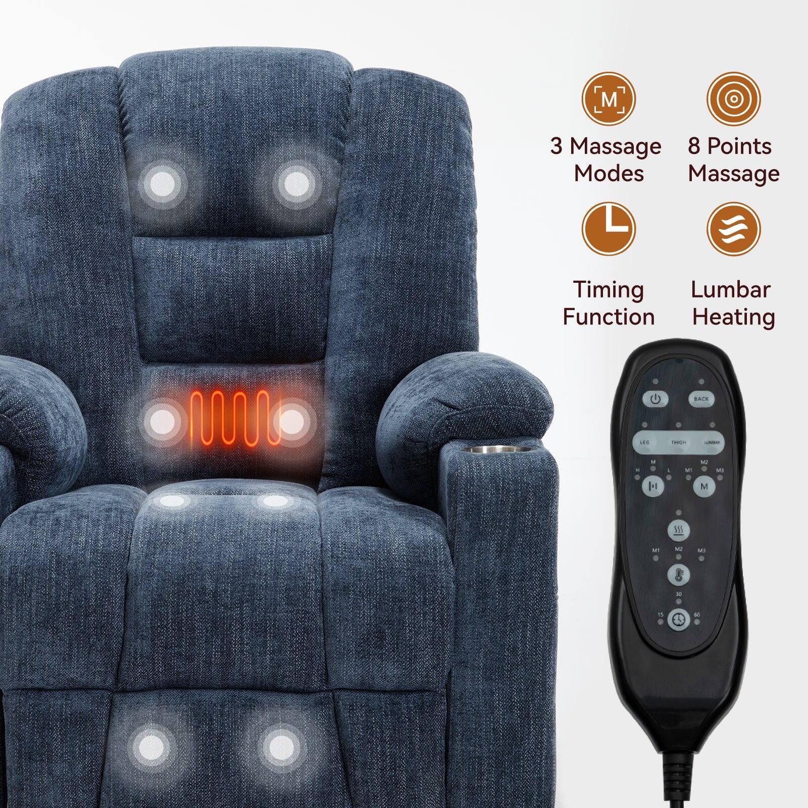 3 Massage Modes  
8 Points Massage  
Timing Function  
Lumbar Heating