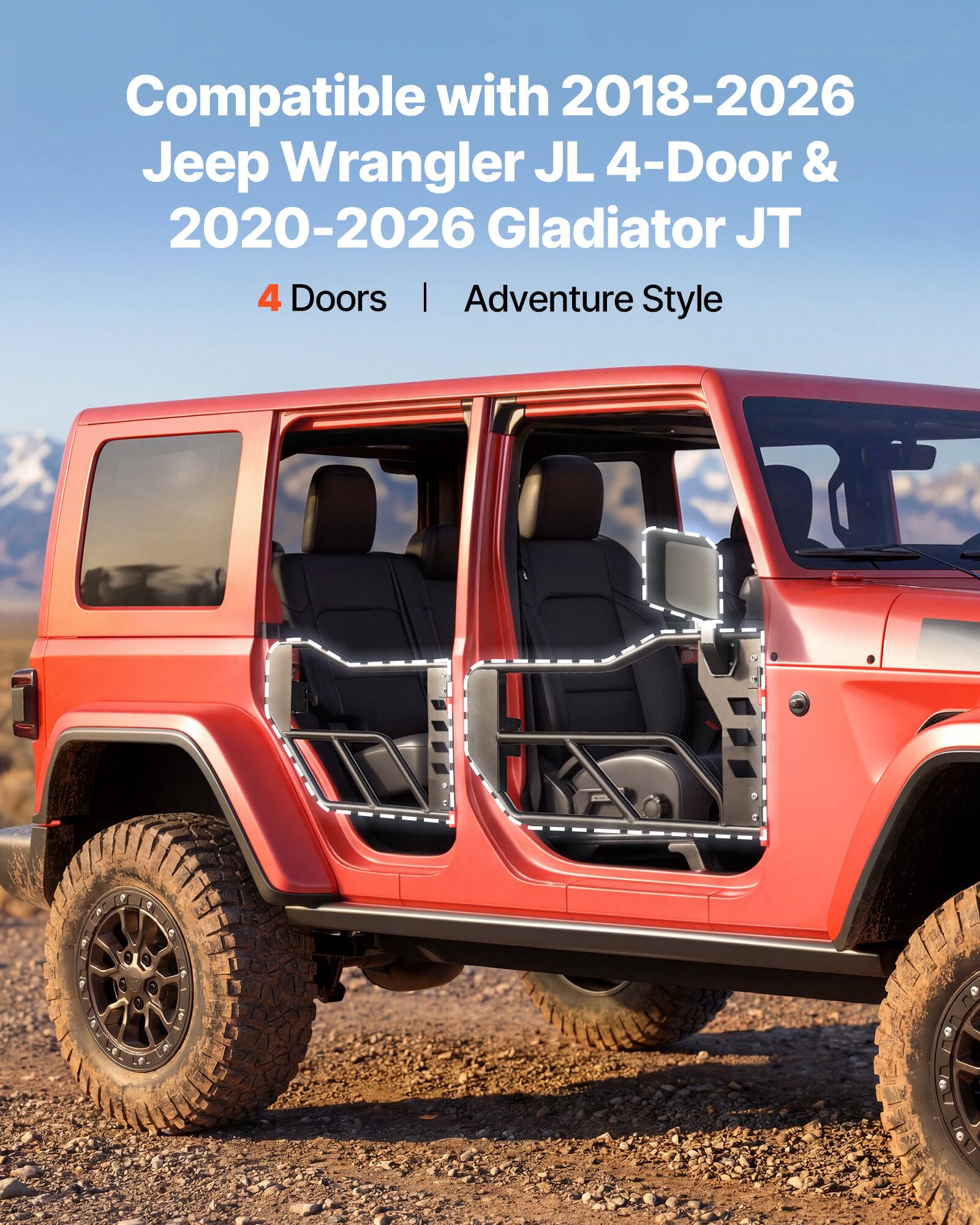 Compatible with 2018-2026 Jeep Wrangler JL 4-Door & 2020-2026 Gladiator JT 4 Doors | Adventure Style