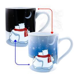 Silver Buffalo - Coca-Cola Holiday Polar Bears Heat-Reveal Ceramic Mug | Holds 14 Ounces - Blue
