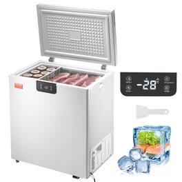 VEVOR - Chest Freezer,3.88Cu.ft/110L Compact Deep Freezer,Free Standing Top Open Door Compact Freezers with 2 Removable Baskets - White