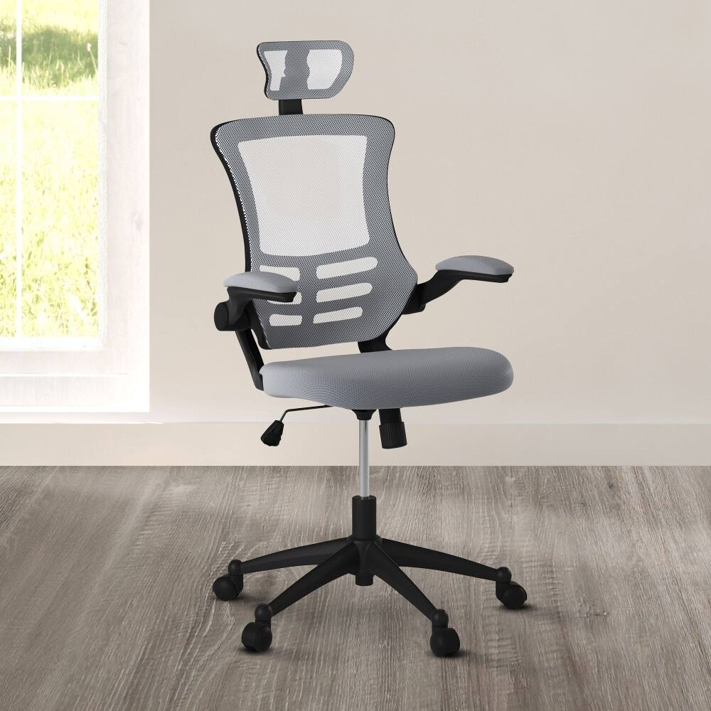 Alt View 1. Loheer - Loheer High Back Mesh Office Chair Silver Grey Executive Desk Chair with Headrest - Silver Grey.