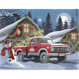 Sporticulture - Ohio State Buckeyes Winter Truck Diamond Art Holiday Craft Kit - Multicolor
