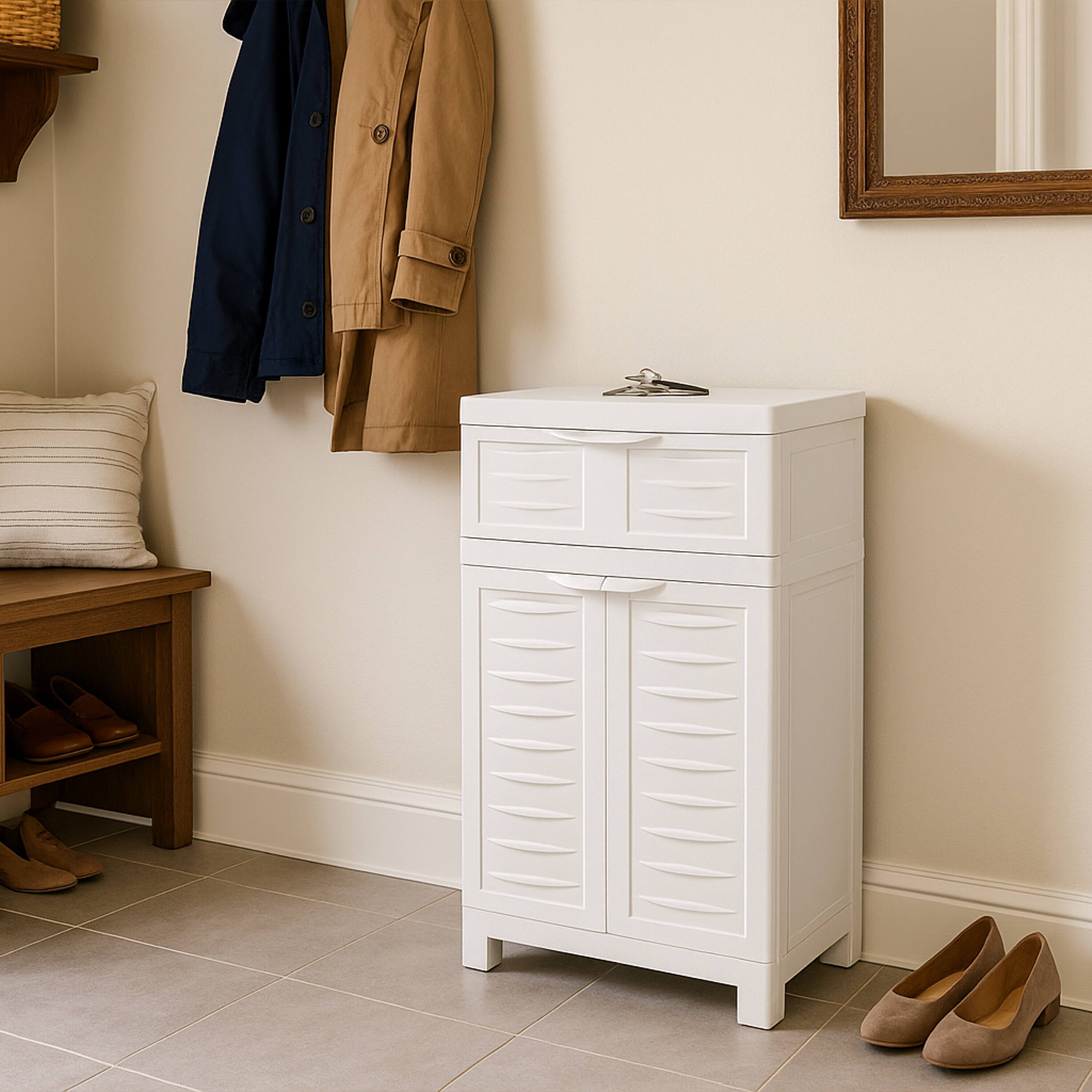 Alt View 9. Sunnydaze - Storage Cabinet with Adjustable Shelf - 34.5" - Speckled White.