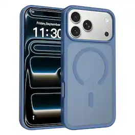 Dteck - Shockproof Matte Phone Case for Apple iPhone 18 Pro, Translucent Magnetic Protective Cover, Raised Lip Protection - Blue