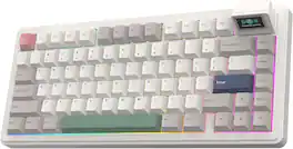 EPOMAKER - RT82 Wireless Mechanical Keyboard with Screen, VIA Custom (Creamy Jade) - White