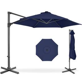 Best Choice Products - 10ft 360 Rotating Cantilever Offset Hanging Patio Umbrella - Navy Blue