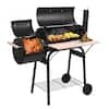 Front. Winado - Charcoal Grill Stainless Steel Barbecue Oil Drum Stove with Offset Smoker, Shelf, Wheels for Outdoor Patio Camping - Black.