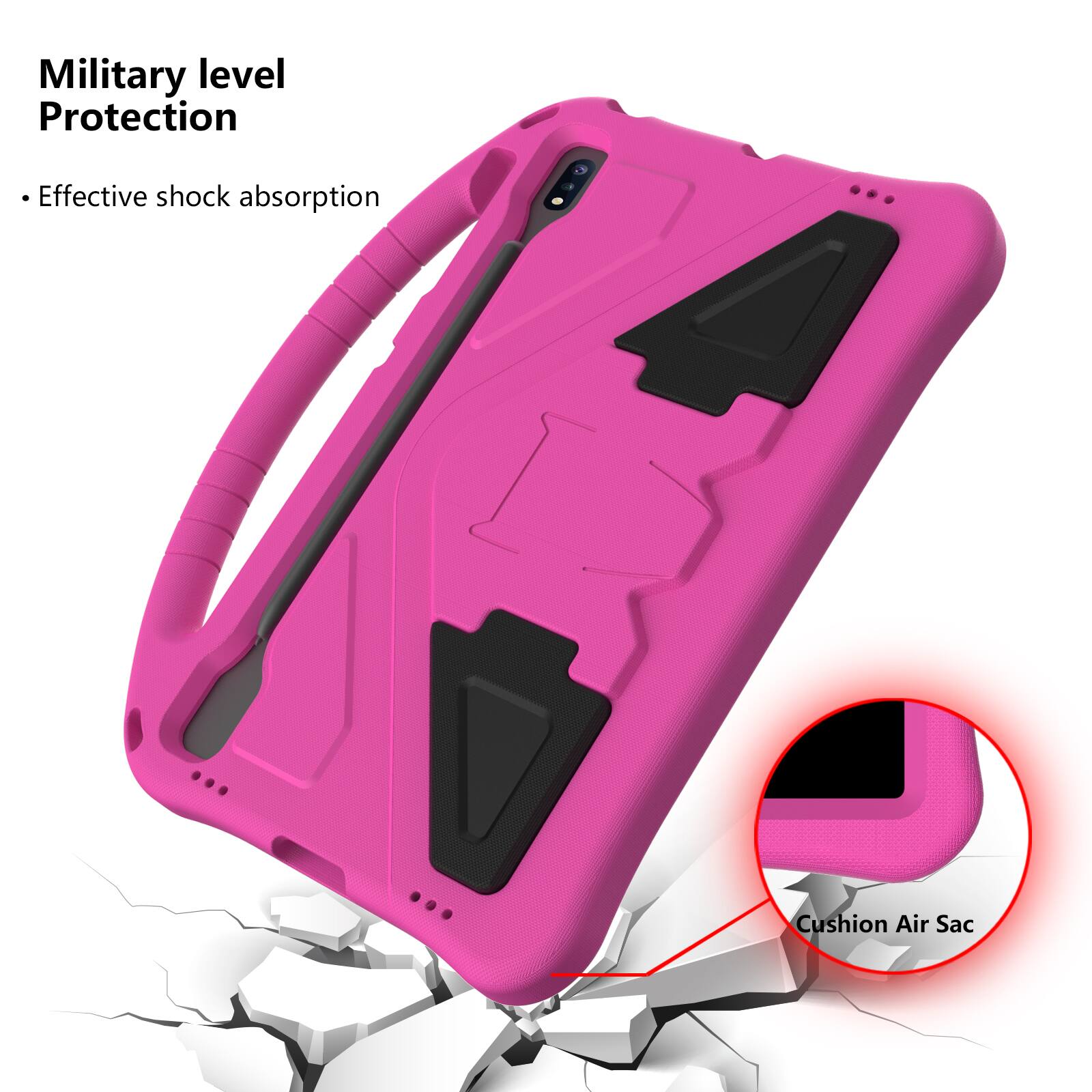 Military level Protection  
Effective shock absorption  
Cushion Air Sac