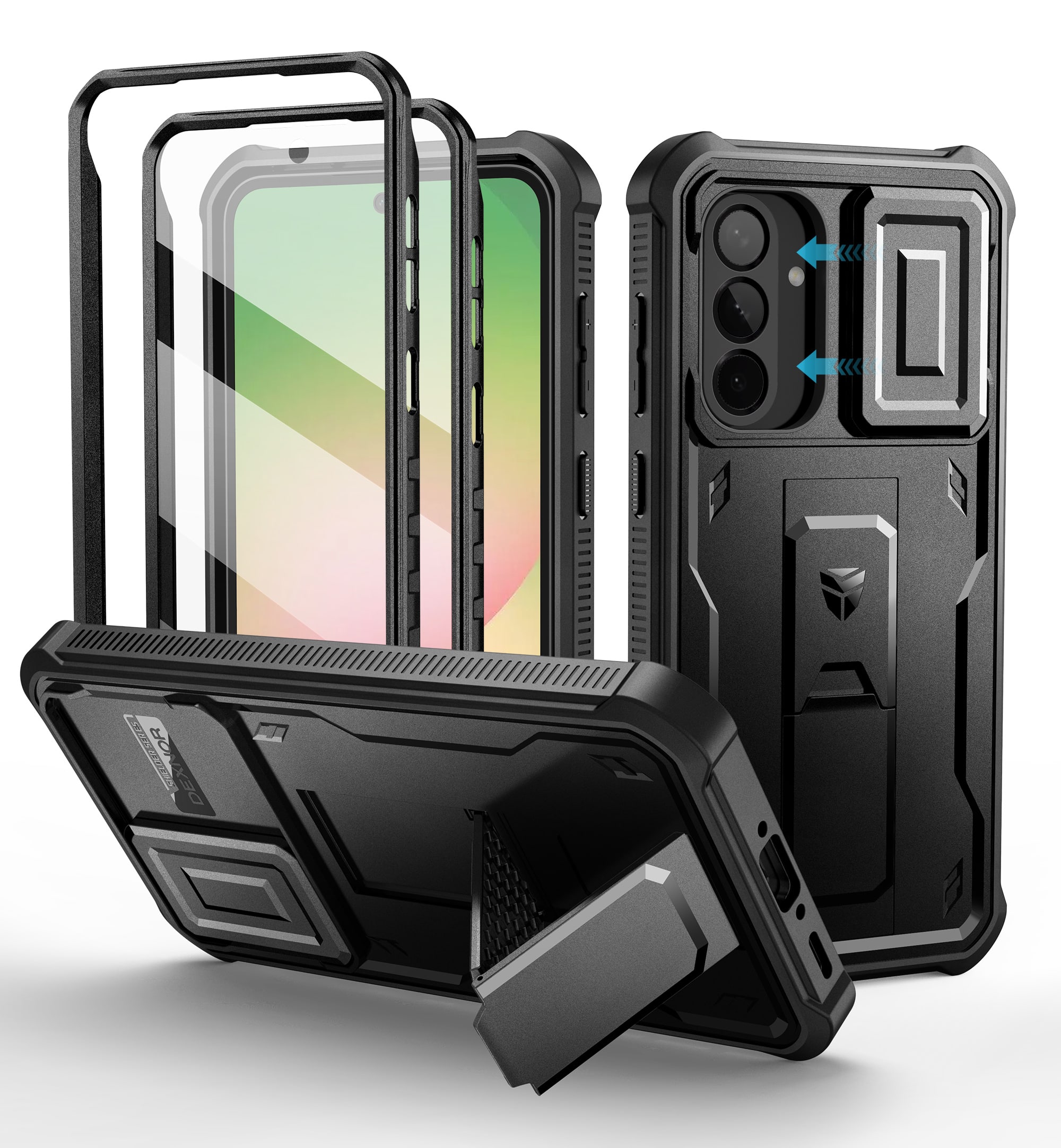 dexnor - for Samsung Galaxy A56-5G Case Heavy Duty Protection Shockproof Phone Case with Screen Protector - Black price history on PriceWatchPro