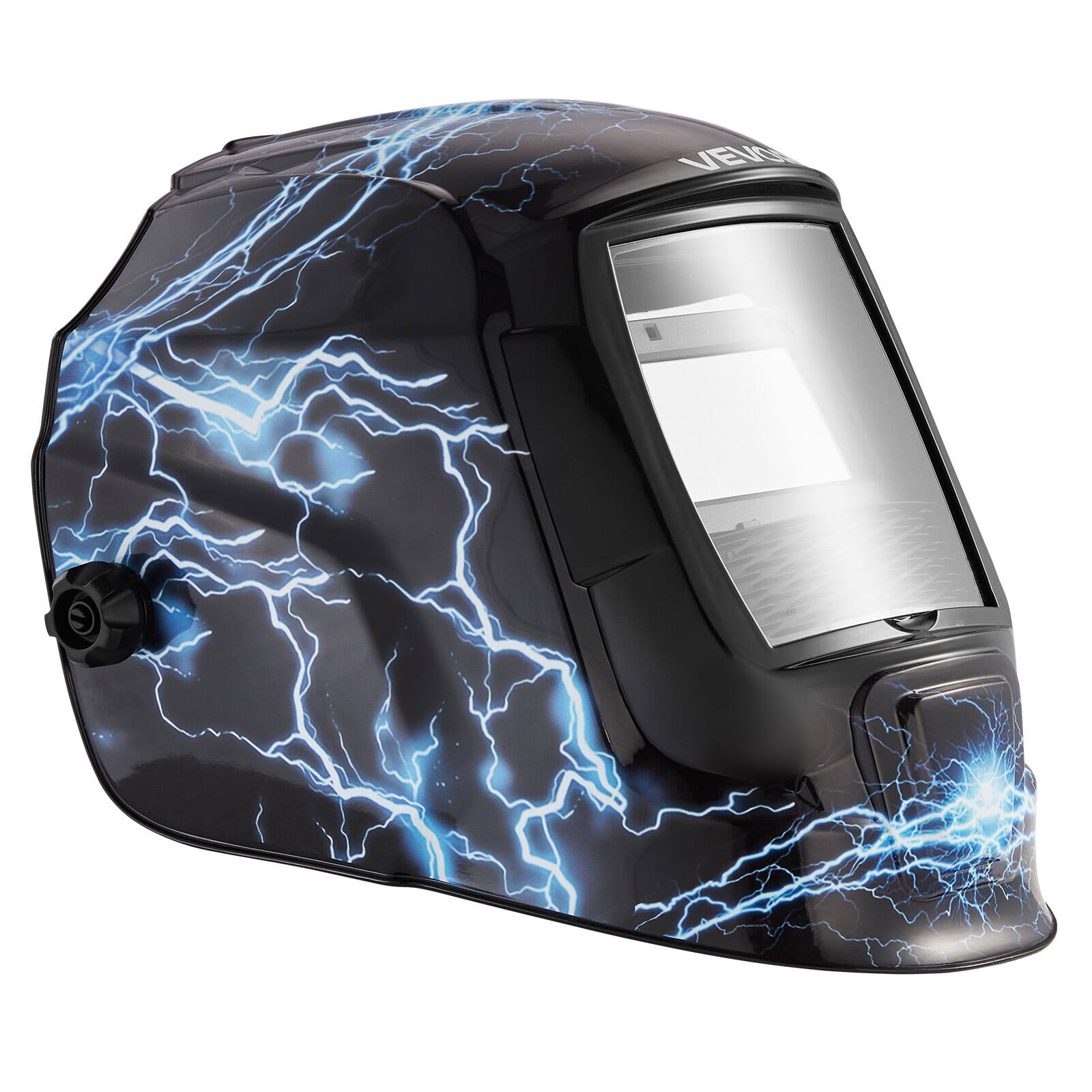 Alt View 5. VEVOR - Welding Helmet Auto Darkening, 3.66" x 1.69" True Color Welding Hood, Solar Powered Welder Mask 2 Arc Sensors - Blue-black.