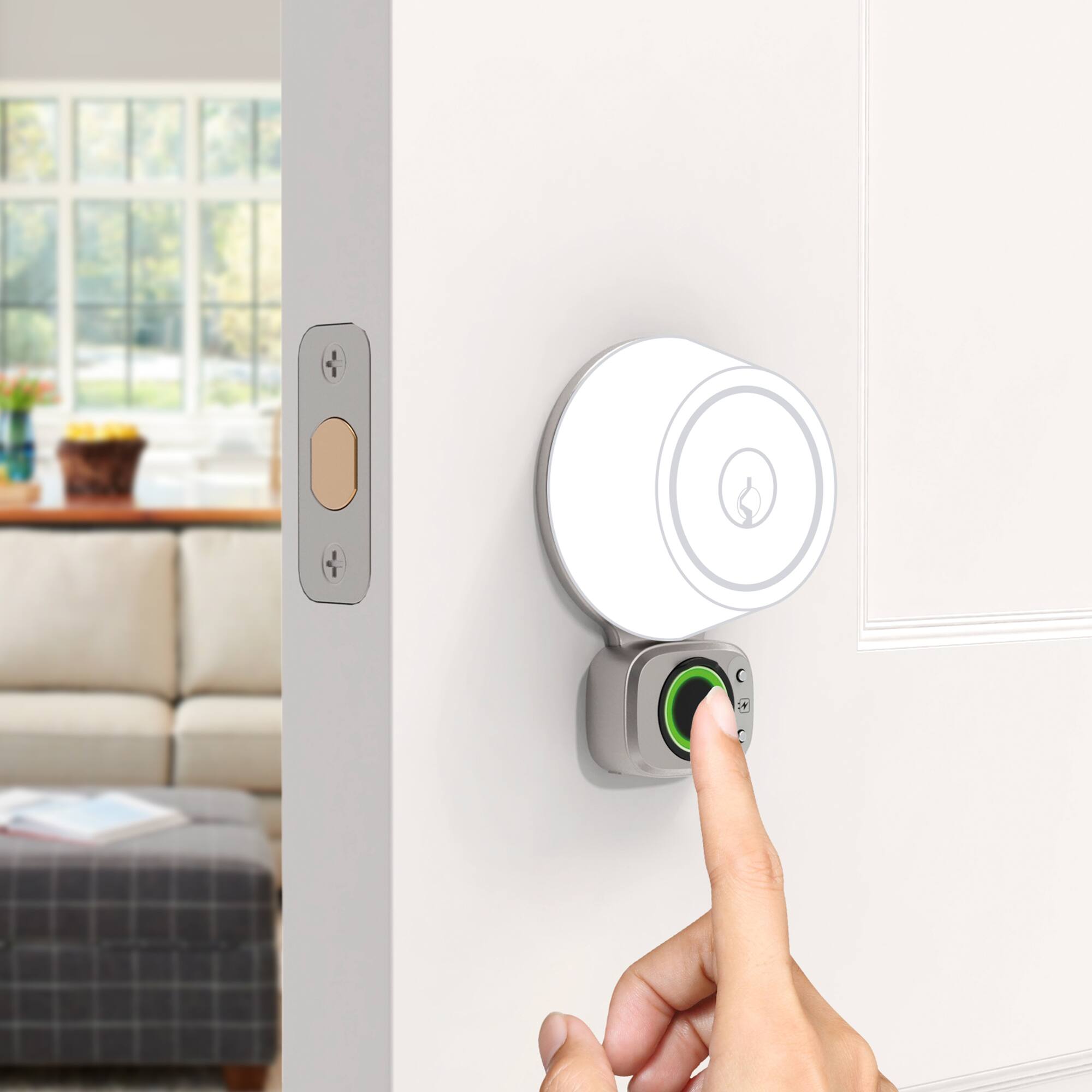 Alt View 14. Lockly - Flex Touch Pro Retrofit Smart Lock - Satin Nickel.