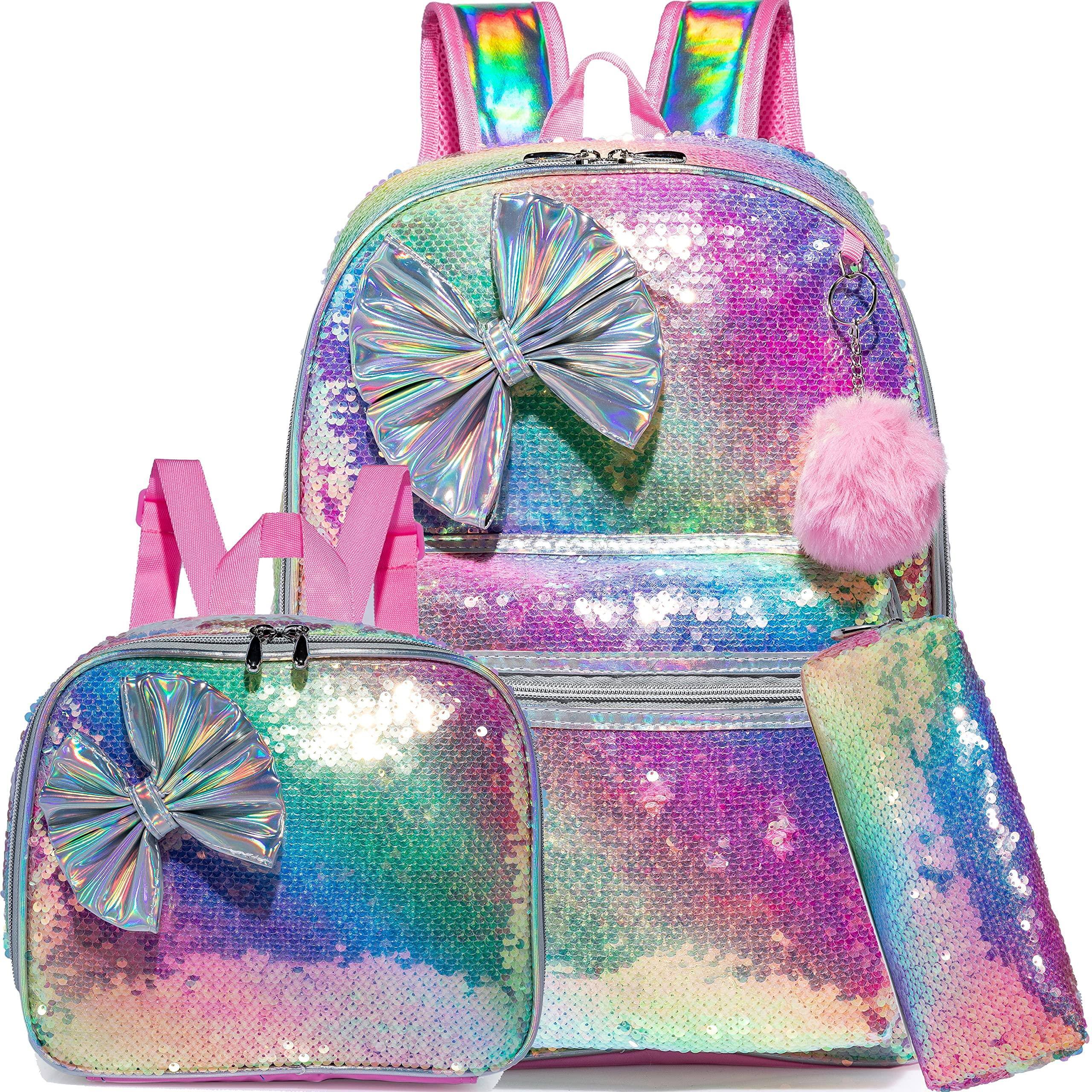 Pacoar Cade Backpack For 16" Backpacks School Sequin With Lunch Box ...