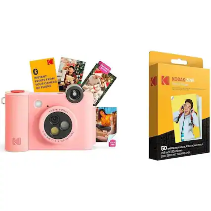 INSTANT FROM PRINTS YOUR CAMERA OR PHONE
KODAK ZINK Photo Paper
KODAK SMILE
50 SHEETS
50x76 mm (2x3 inch)
3.87 MM F/ 2.8 3.2
ZERO INK TECHNOLOGY