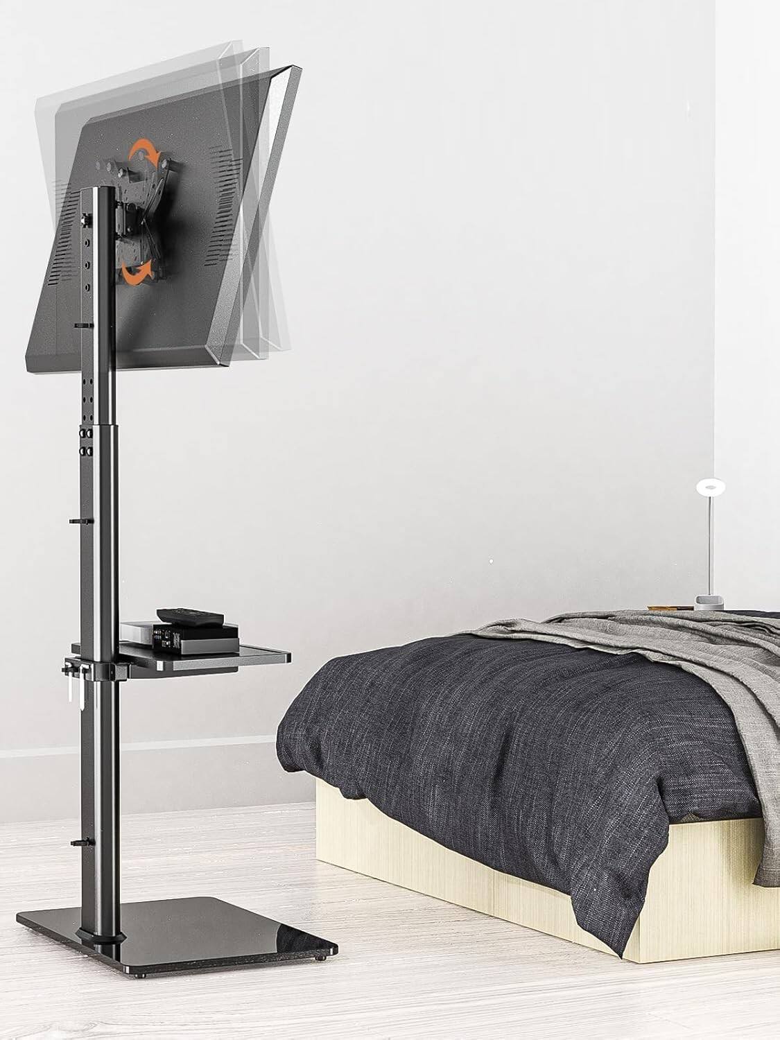 Alt View 1. FINEAK - Universal Swivel Floor TV Stand for 19-43" TVs with Shelves - Black.