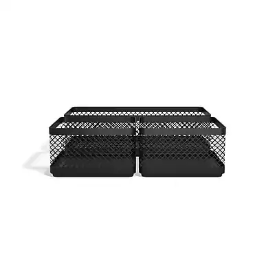 Front. TRU RED - TRU RED™ 3-Compartment Stackable Wire Mesh Desk Organizer, Matte Black (TR57547) - Matte Black.