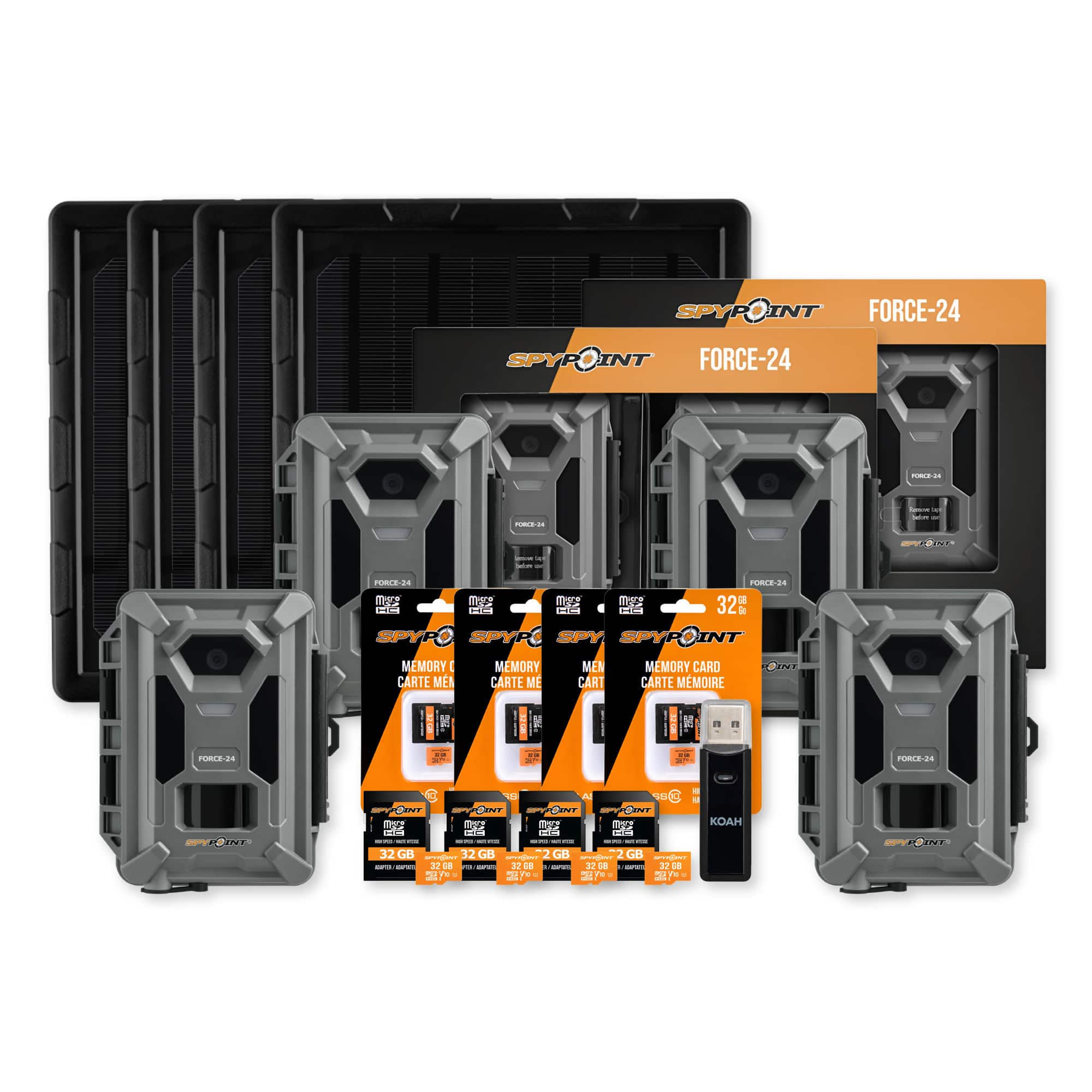 Spypoint - Force-24MP Non-Cellular Trail Camera Bundle (4 Pack) with Accessories