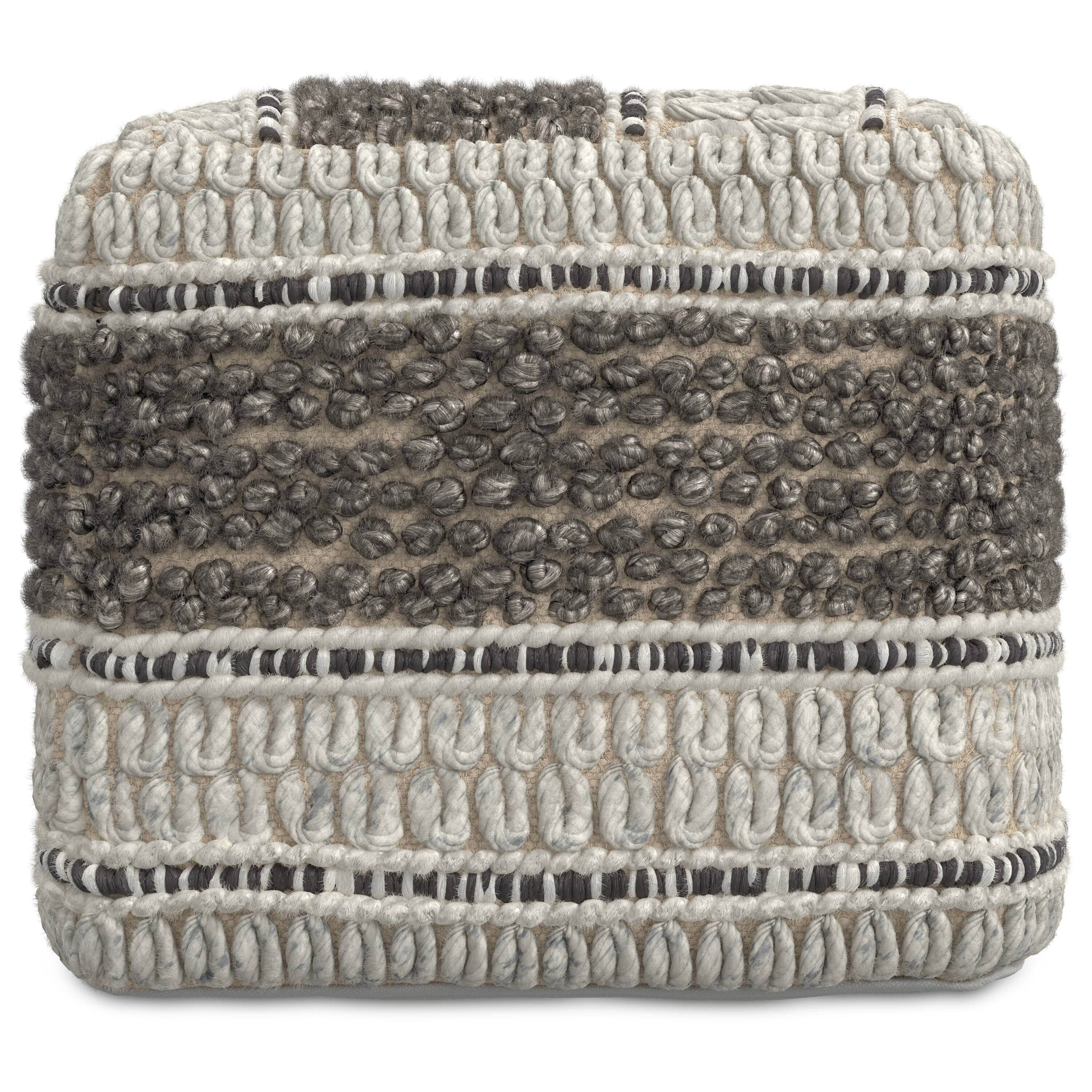 Left. Simpli Home - Simpli Home Grady 18 inch Wide Square Pouf in Earth Tone Brown Handloom Wool and Cotton - Earth Tone Brown.