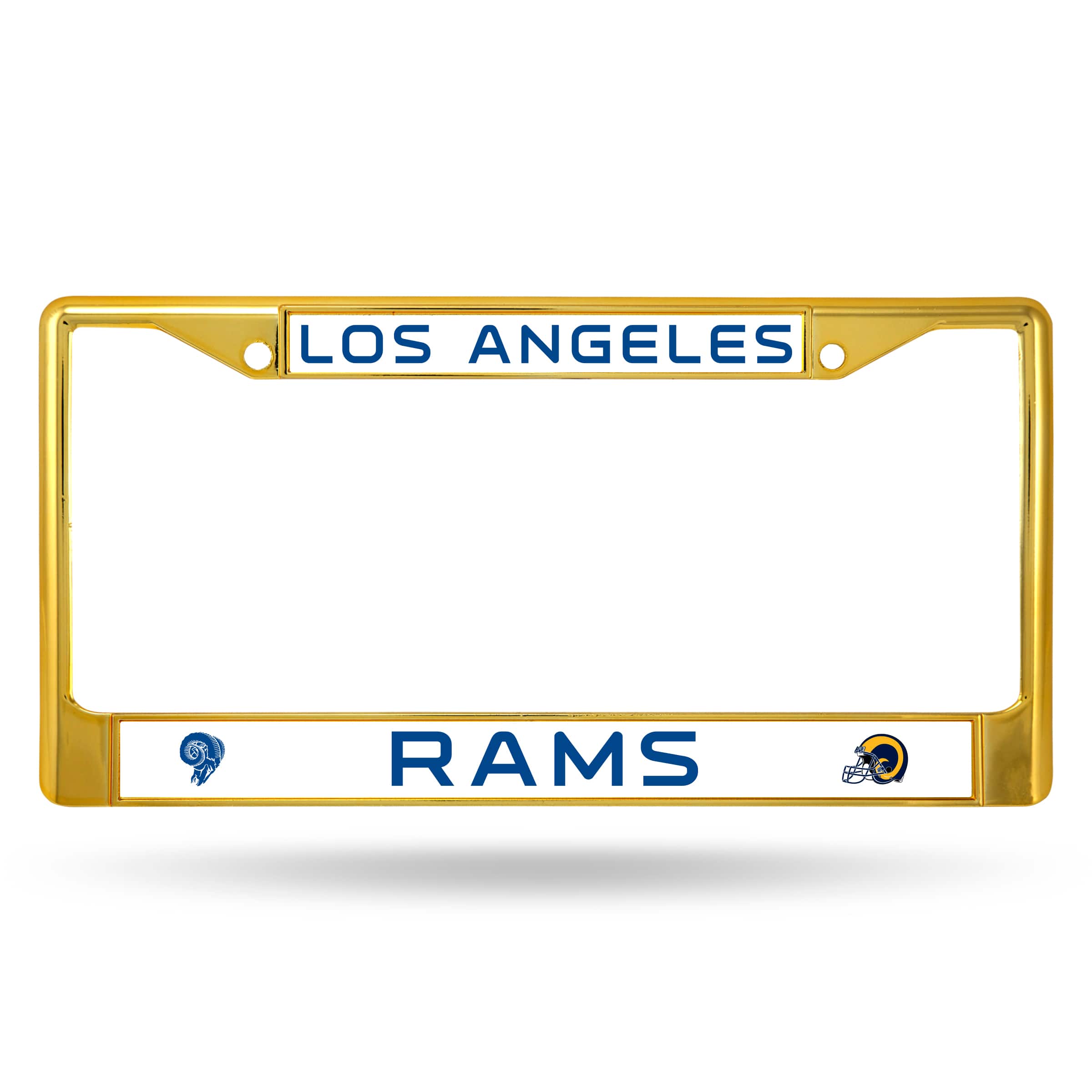 Rico Industries - Los Angeles Rams - LA Football - Gold Chrome Metal License Plate Frame - Multi