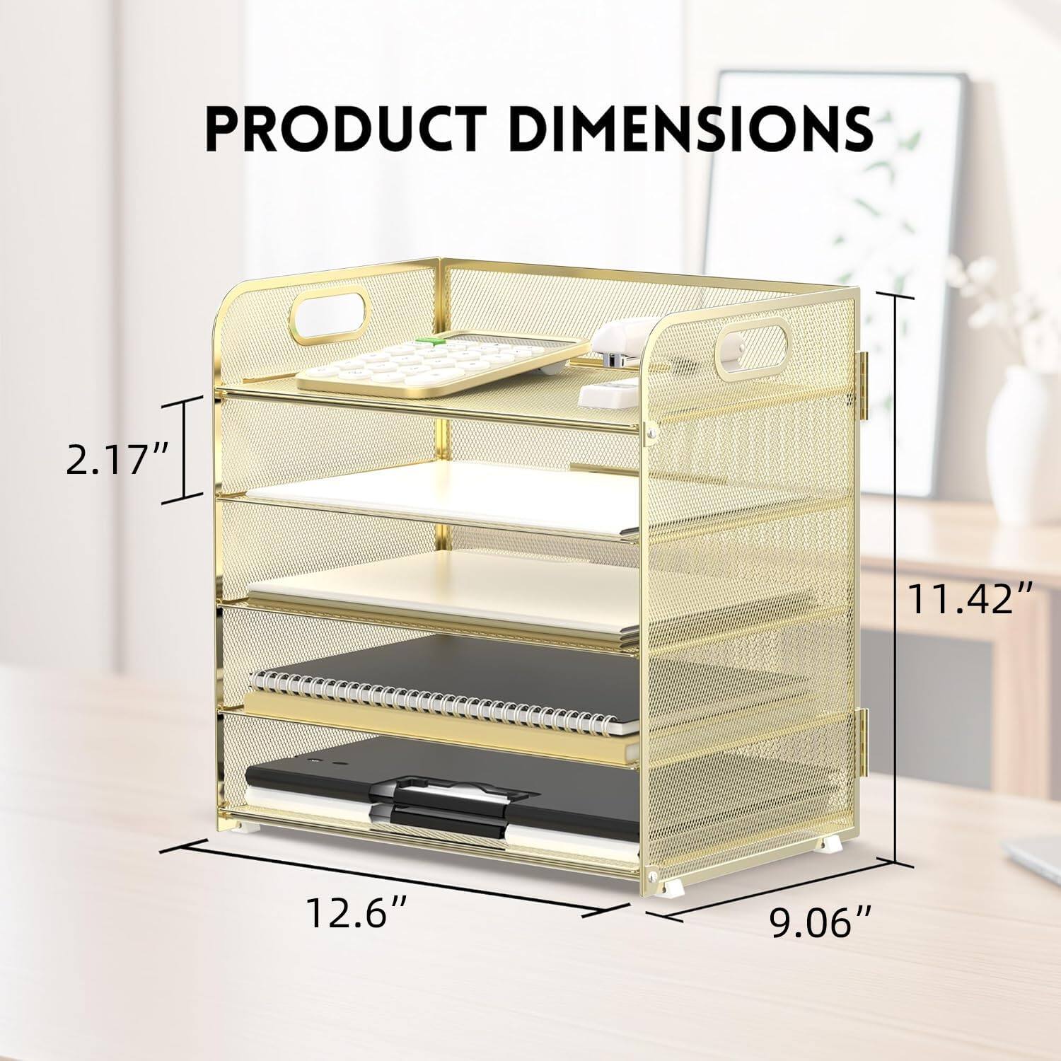 Dapper Styles 5 Trays Paper Organizer Letter Tray With Handle mesh Desk ...