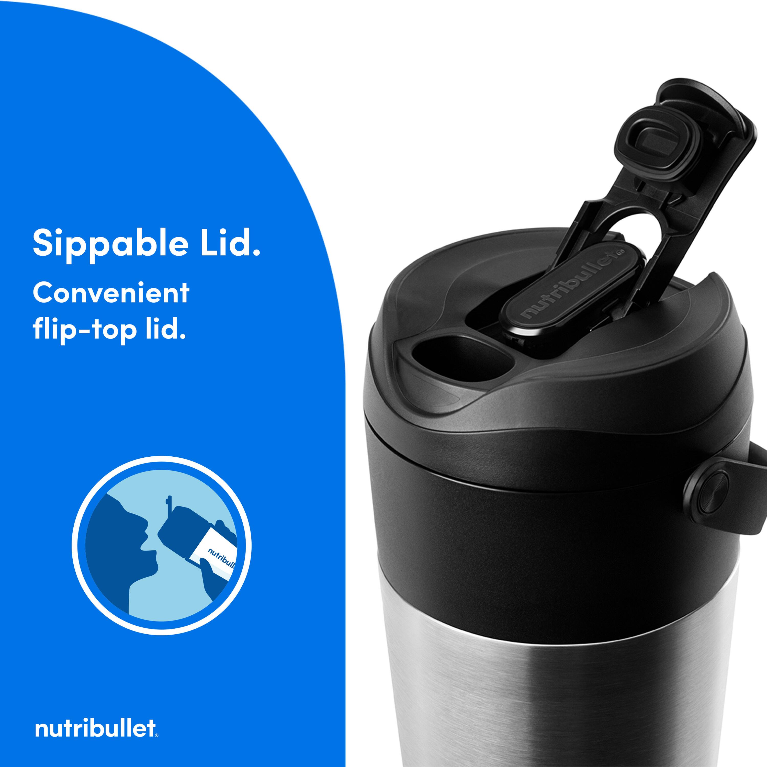 Sippable Lid. Convenient flip-top lid. NutriBullet.