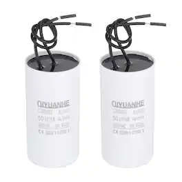 Unique Bargains - 2pcs CBB60 Capacitor 50uF 450V Run Round Start Capacitor for AC Motor, Pump, HVAC Compressor - White