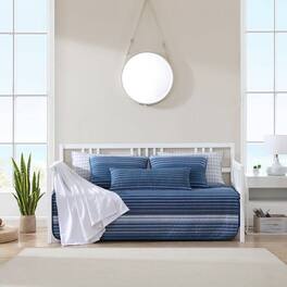 Hivvago - 4 Piece Coastal Stripes Cotton Daybed Cover Bedding Set - Blue Navy White