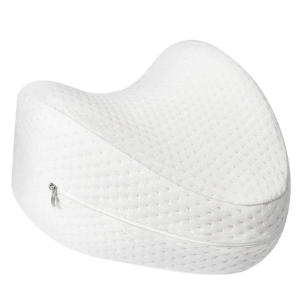 Front. Fosmon - Knee Pillow for Side Sleepers, Leg Pillow for Side Sleeping and Back Pain Relief, Memory Foam Orthopedic Contour Pillow - White.