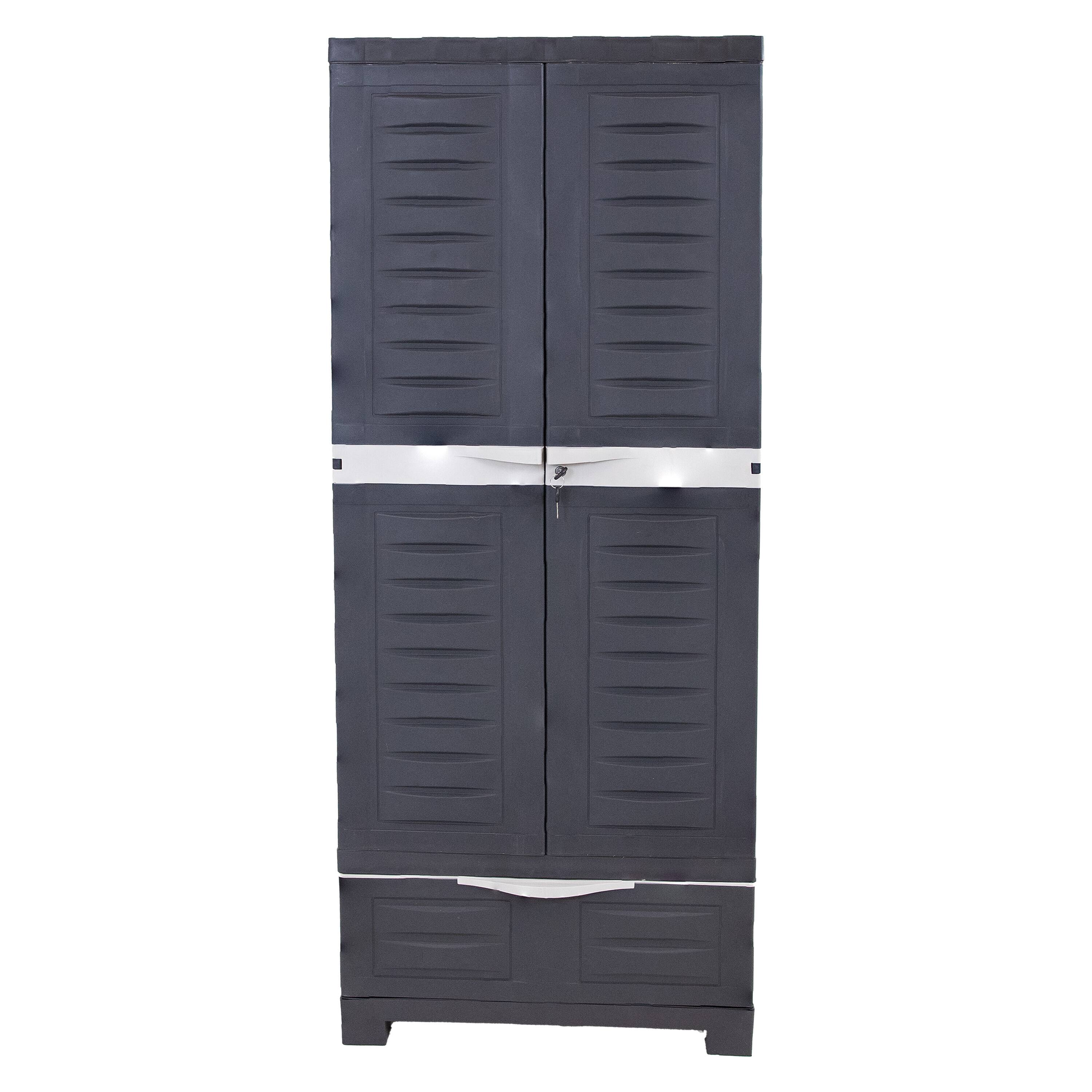 Alt View 7. Sunnydaze - Lockable Storage Cabinet with 3 Adjustable Shelves - Shadow.
