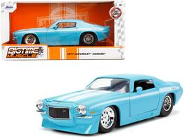 1971 Chevrolet Camaro Z/28 Stripes "Bigtime Muscle" Series 1/24 Diecast Model Car by Jada - Light Blue With White