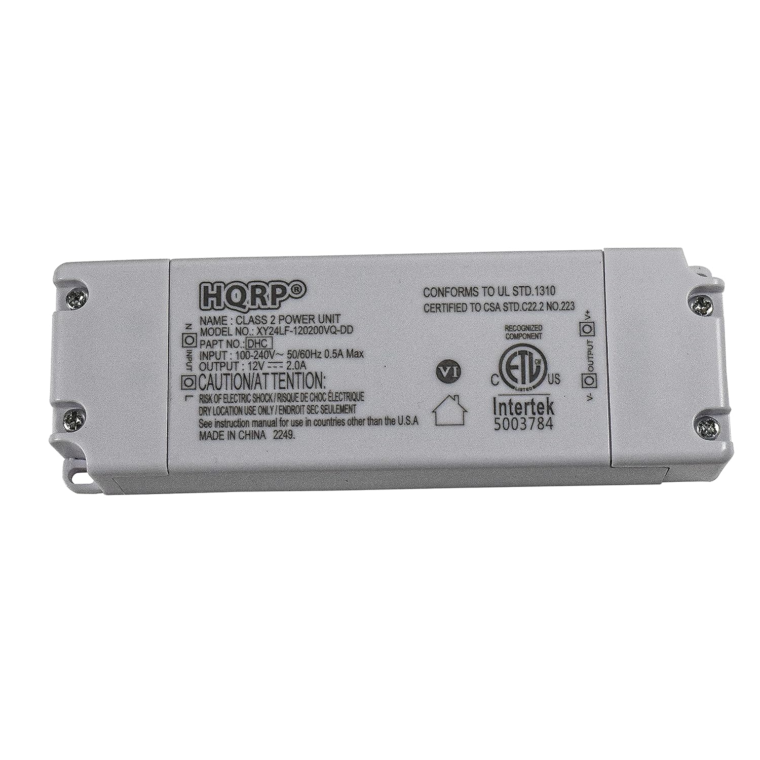 HQRP - 12V DC 2A 24W LED Driver Power Supply, 100-240V AC Input, Terminal Block, ETL Listed - White