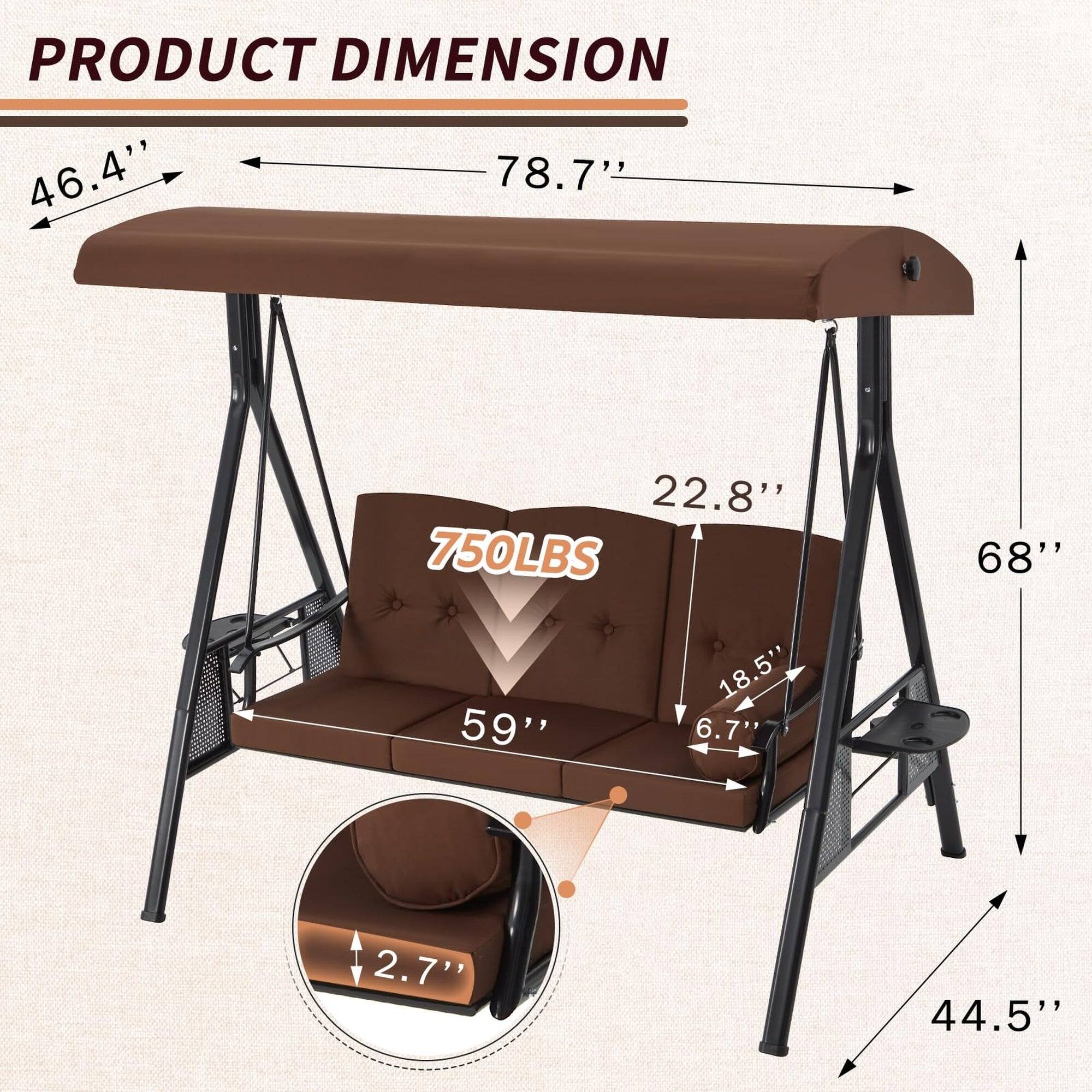 PRODUCT DIMENSION  
46.4" x 78.7" x 22.8"  
750LBS  
68" x 59" x 18.5"  
6.7" x 2.7" x 44.5"