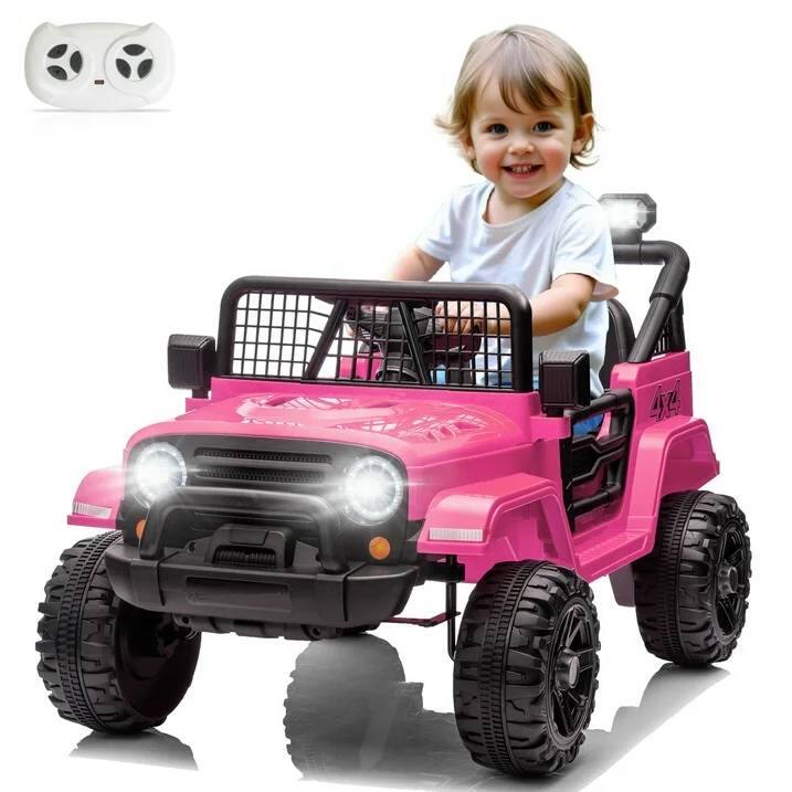 Alt View 8. Winado - 12V Kids Ride on Truck with Remote Control, 4 Wheels Battery Powered Kids Car, Electric Play Car with LED Lights - Pink.