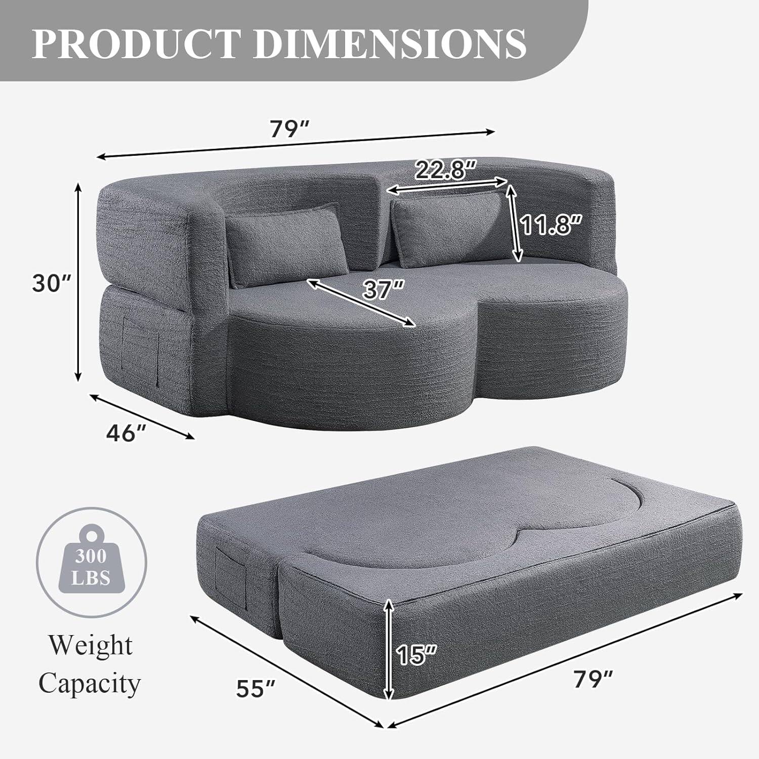 PRODUCT DIMENSIONS

- 79" (length)
- 22.8" (depth)
- 11.8" (height)
- 30" (height)
- 37" (depth)
- 46" (width)
- 300 LBS Weight Capacity
- 55" (length)
- 15" (height)
- 79" (length)