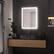 Left. LOVMOR - 24 x 32 Inches Tempered Glass LED Bathroom Mirror with Anti-Fog & 3-Color Dimmable Lighting - Silver.