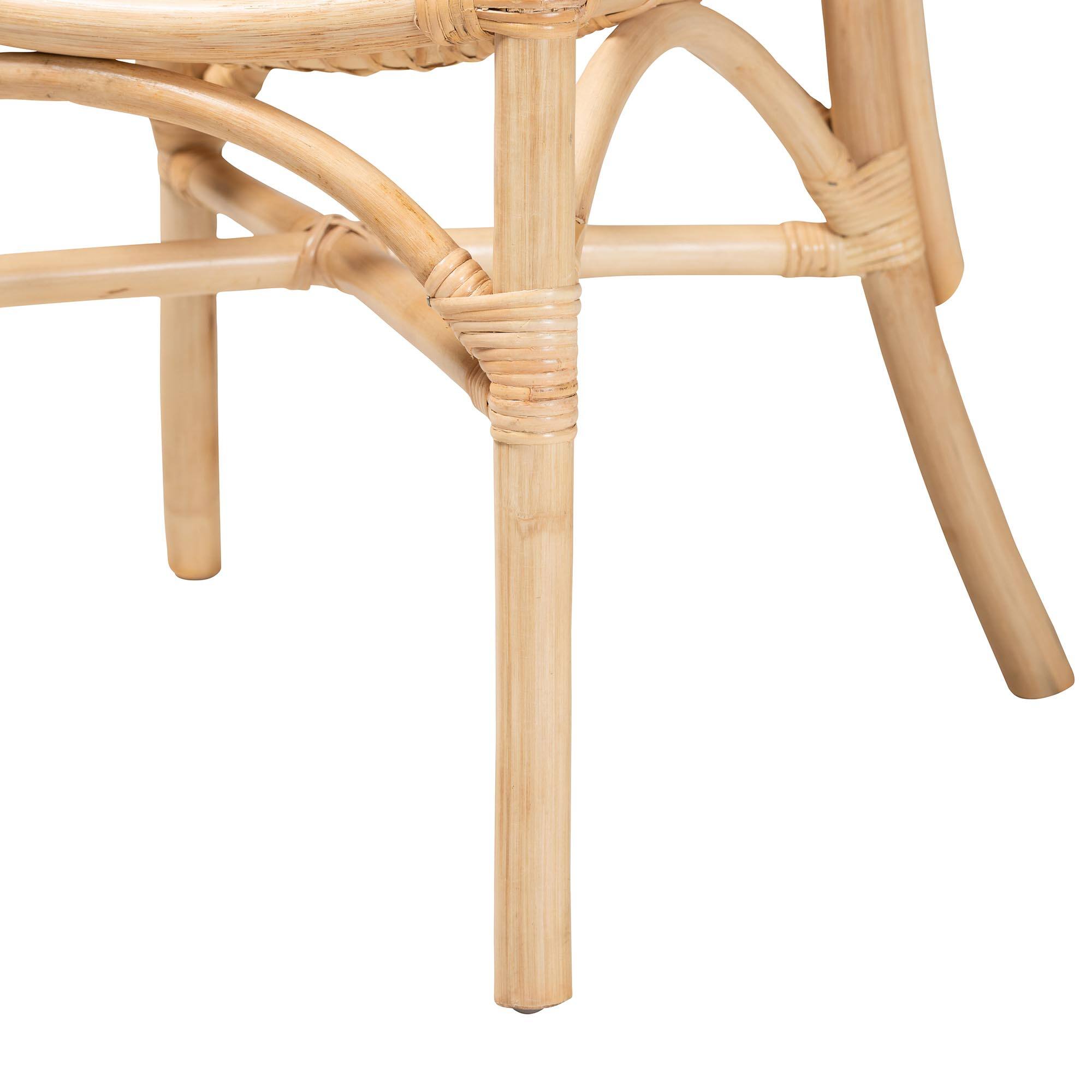 Alt View 2. bali & pari - Ammi Modern Bohemian Rattan 2-Piece Dining Chair Set - Natural Brown.