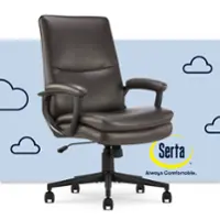 Serta - Comfort Mid-Back Bonded Leather Executive Office Chair - Dark Brown - Front_Zoom