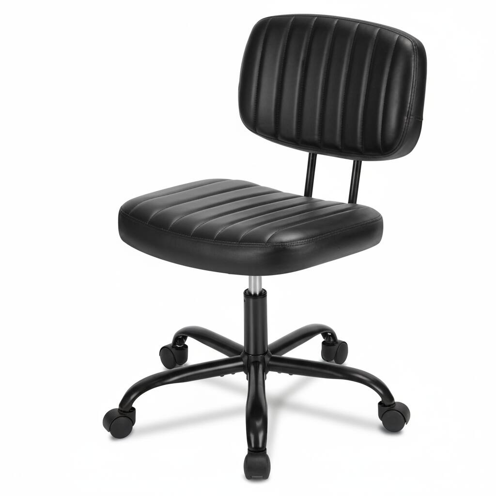 Front. AOITUN - Stylish Office Chair for Daily Work, Mid Back PU Leather Seat with Industrial Look, Ideal for Home Office Spaces - Black.
