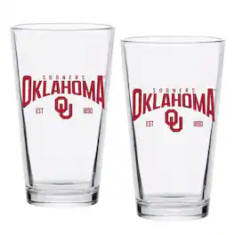 Indigo Falls - Oklahoma Sooners 16oz. Established Pint Glass Two-Set - Multicolor