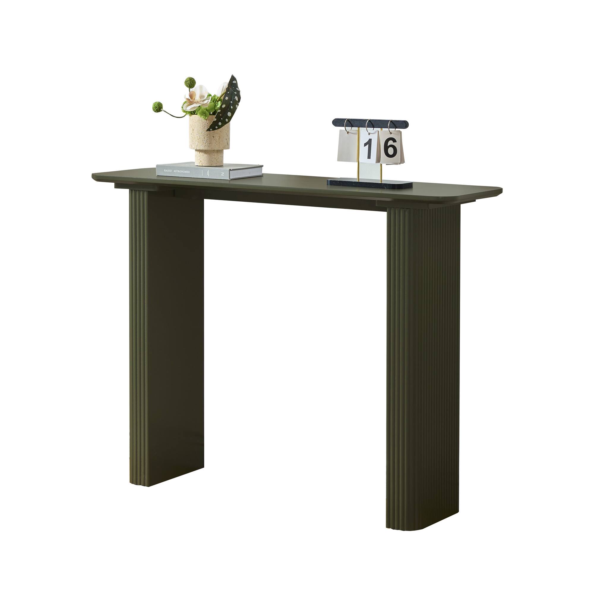 Angle. Kings Brand Furniture - Kings Brand Furniture Modern Fluted Wood Console Table, Narrow Sofa Table, and Entryway Table for Living Room - Caviar.