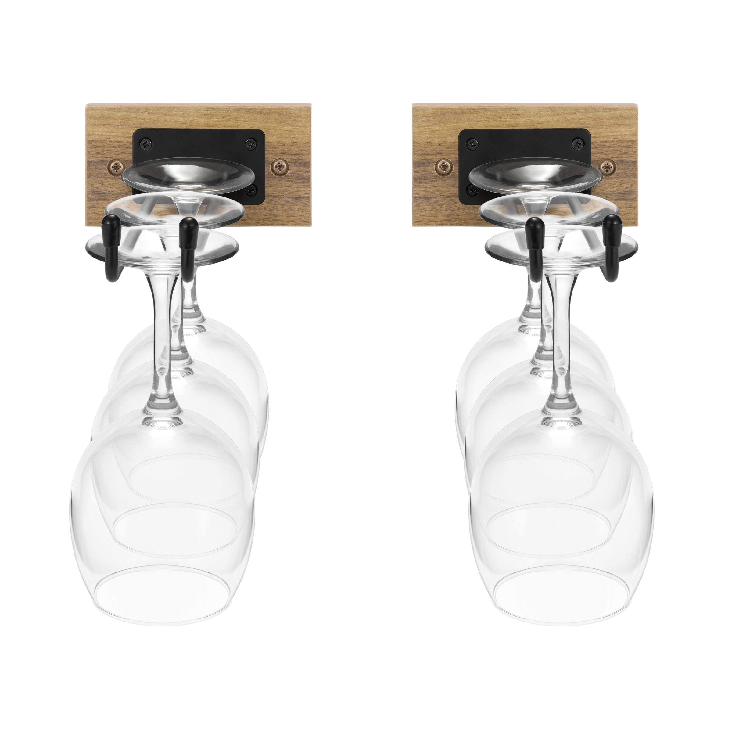 Alt View 4. Sorbus - Sorbus Wall Mounted Wine Glass Stemware Rack Set - Wire & Wood Wine Rack Wall Mounted for Wine Glasses - Mahogany.