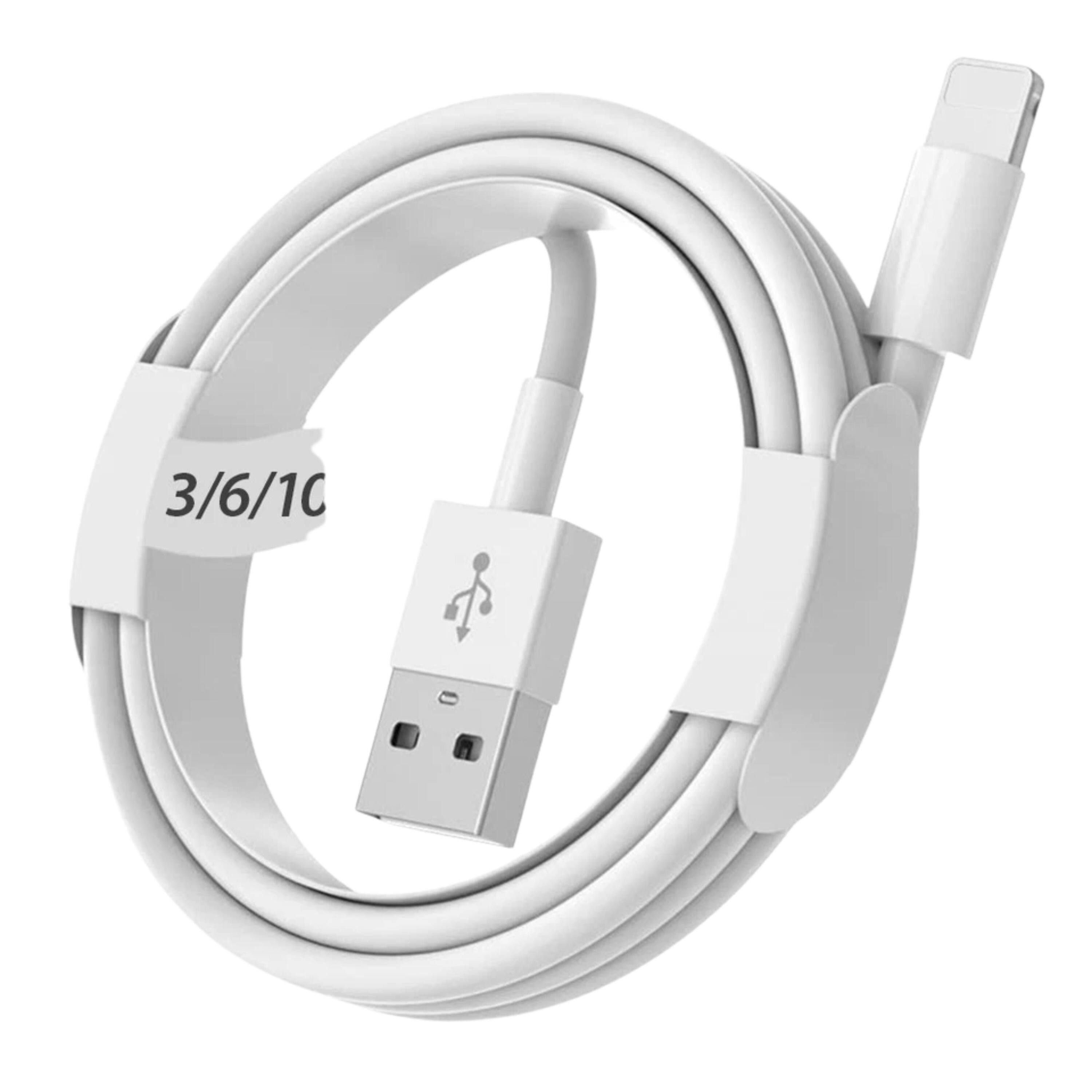 Left. Kitcheniva - Braided Fast Charge USB Cord Durable Cable 10 Ft For iPhone Series Gray 2 Pack.