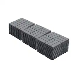 Mondawe - 30 PCS 12" x 12" Square Interlocking Deck Tiles Checker Pattern - Light Gray