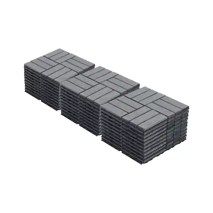 Front. Mondawe - 30 PCS 12" x 12" Square Interlocking Deck Tiles Checker Pattern - Light Gray.